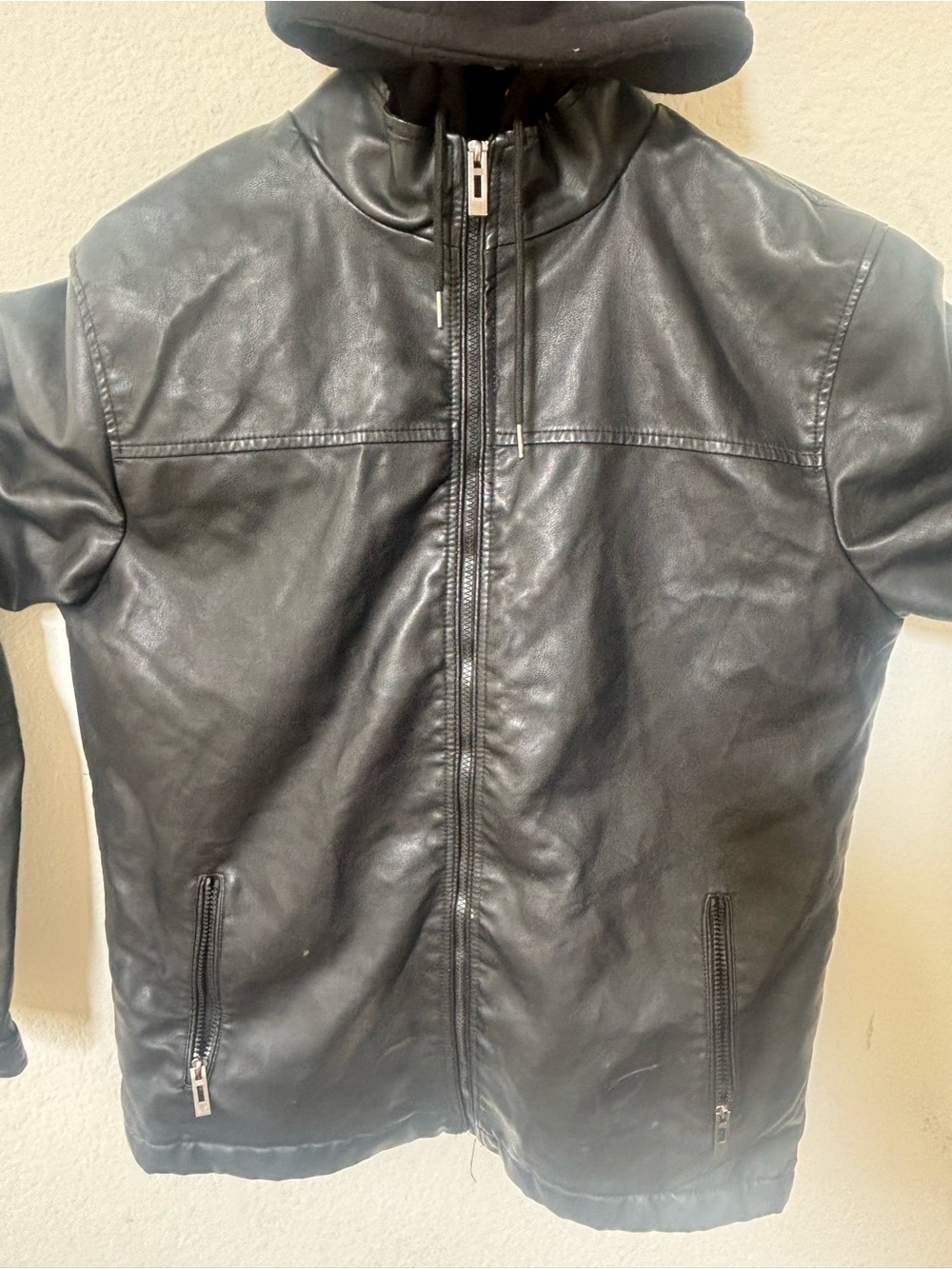 CHOR Clothing Co Black Faux Leather Sherpa Hooded Jacket Men’s L